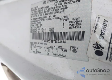 2000 Ford Windstar Se z USA, uszkodzony, nr VIN 2FMDA5249YBB23684